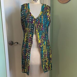 Colorful Sleeveless Open Front Cardigan Jacket